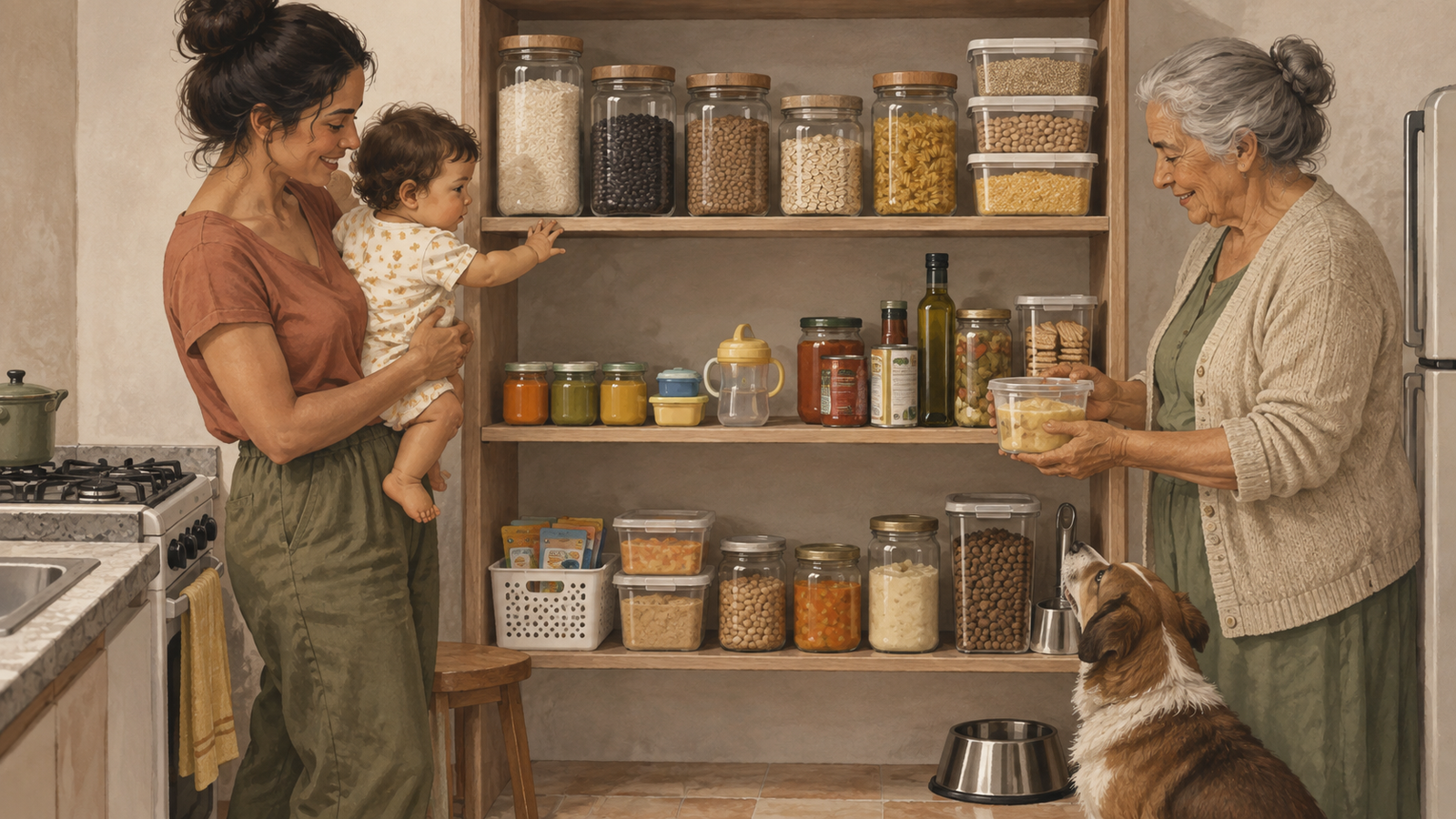 Camadas práticas de um estoque de comida para emergência