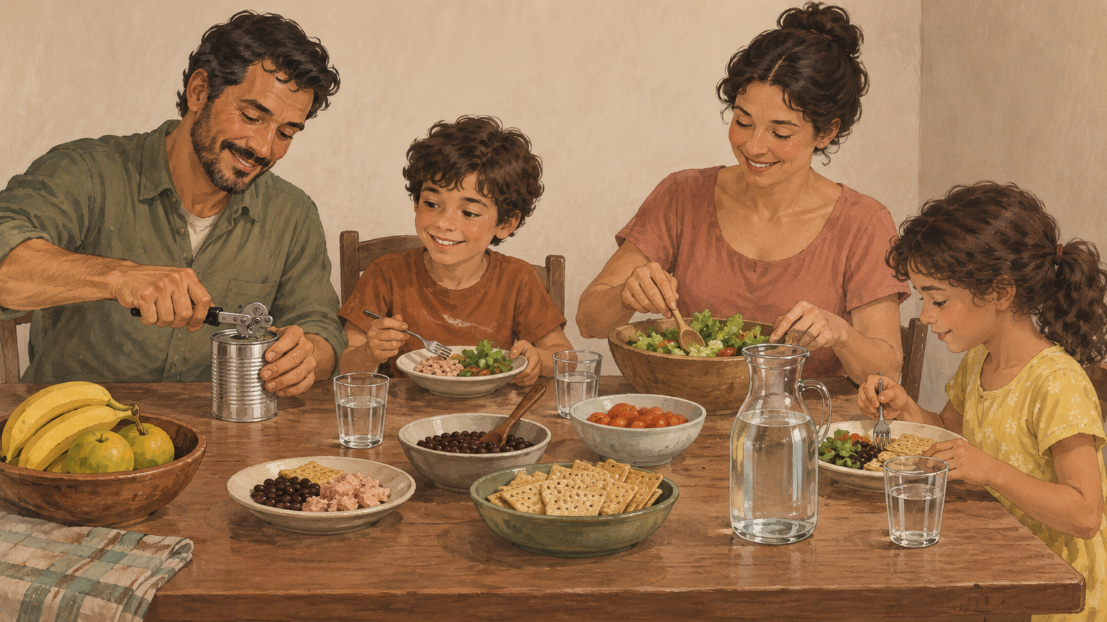 Refeição simples preparada com itens do estoque doméstico